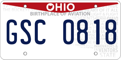 OH license plate GSC0818