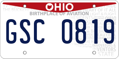OH license plate GSC0819
