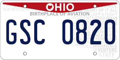 OH license plate GSC0820