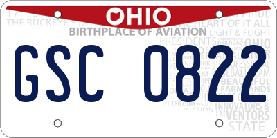 OH license plate GSC0822