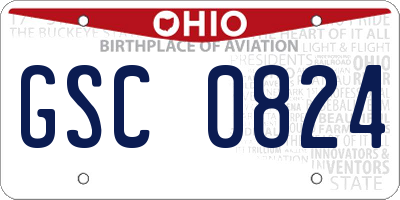 OH license plate GSC0824