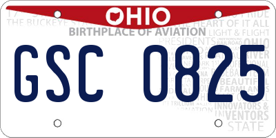 OH license plate GSC0825