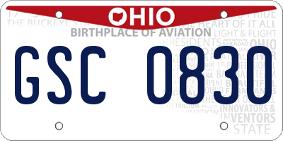 OH license plate GSC0830