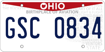 OH license plate GSC0834