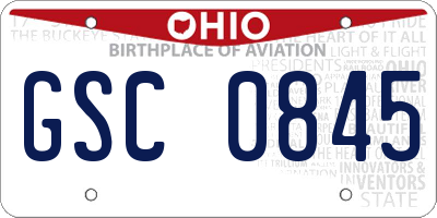 OH license plate GSC0845