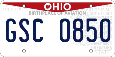 OH license plate GSC0850