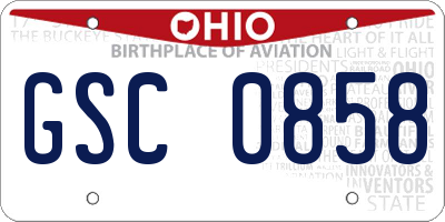 OH license plate GSC0858