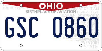 OH license plate GSC0860