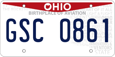 OH license plate GSC0861