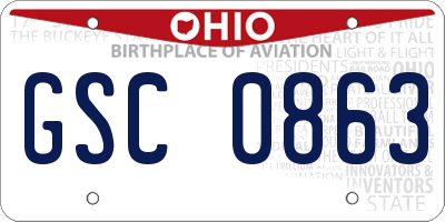OH license plate GSC0863
