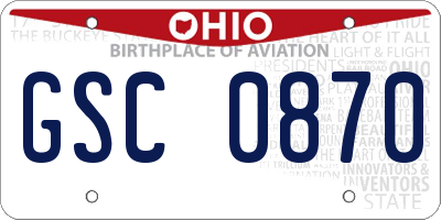 OH license plate GSC0870