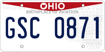 OH license plate GSC0871