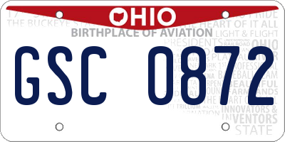 OH license plate GSC0872