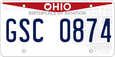 OH license plate GSC0874