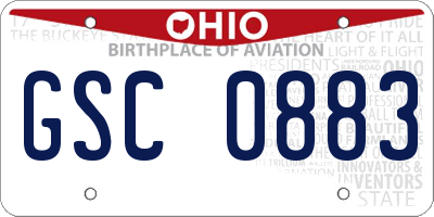 OH license plate GSC0883