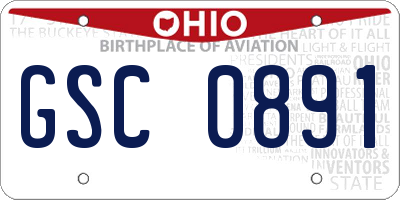 OH license plate GSC0891
