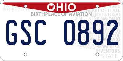 OH license plate GSC0892