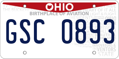 OH license plate GSC0893