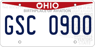 OH license plate GSC0900