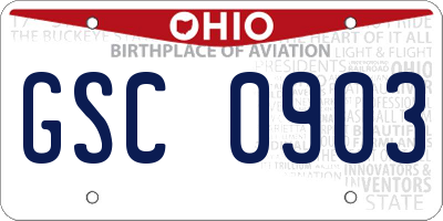OH license plate GSC0903