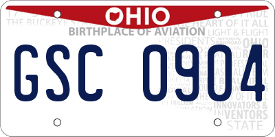 OH license plate GSC0904