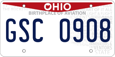 OH license plate GSC0908