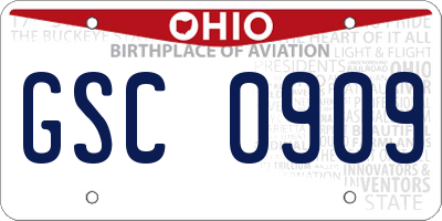OH license plate GSC0909
