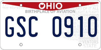 OH license plate GSC0910