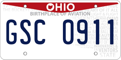 OH license plate GSC0911