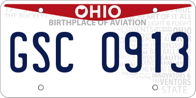 OH license plate GSC0913