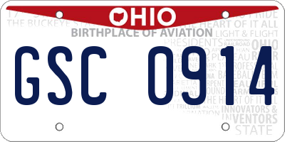 OH license plate GSC0914