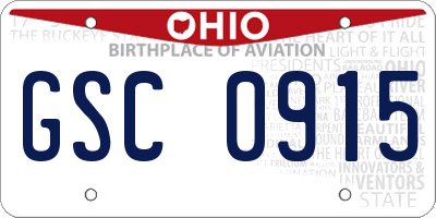 OH license plate GSC0915