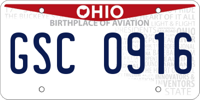 OH license plate GSC0916