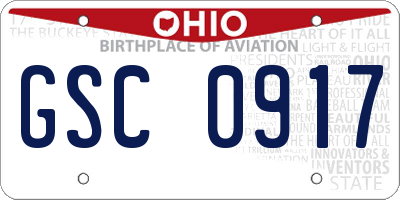 OH license plate GSC0917