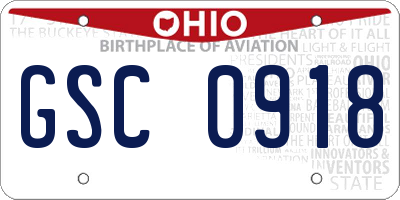 OH license plate GSC0918