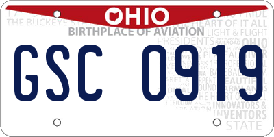 OH license plate GSC0919