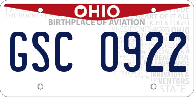 OH license plate GSC0922