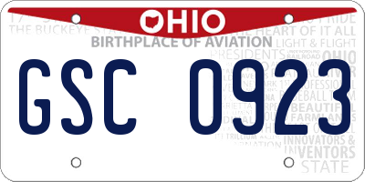 OH license plate GSC0923