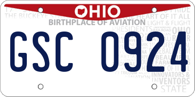 OH license plate GSC0924