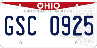 OH license plate GSC0925