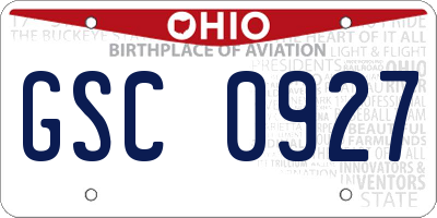 OH license plate GSC0927