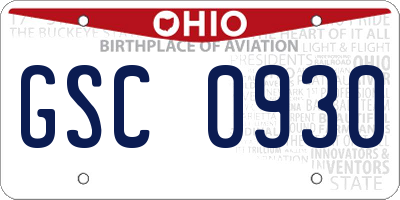 OH license plate GSC0930