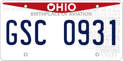 OH license plate GSC0931