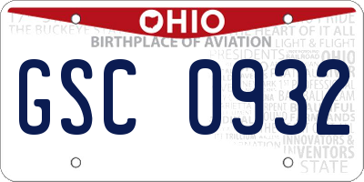 OH license plate GSC0932