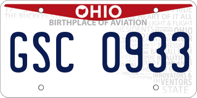 OH license plate GSC0933