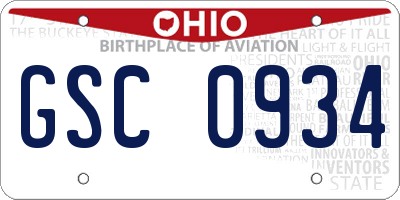 OH license plate GSC0934