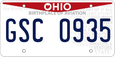 OH license plate GSC0935