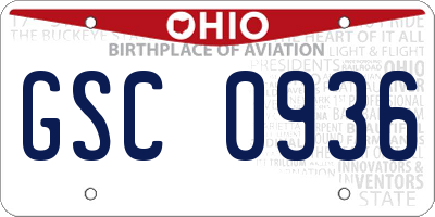 OH license plate GSC0936