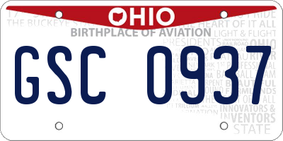 OH license plate GSC0937