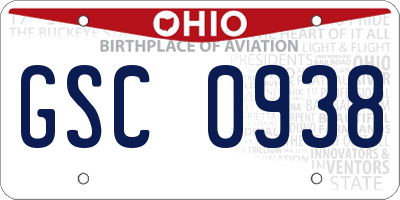 OH license plate GSC0938